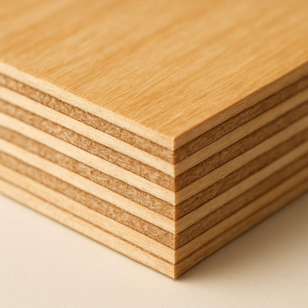 Certified-grade plywood edge close-up