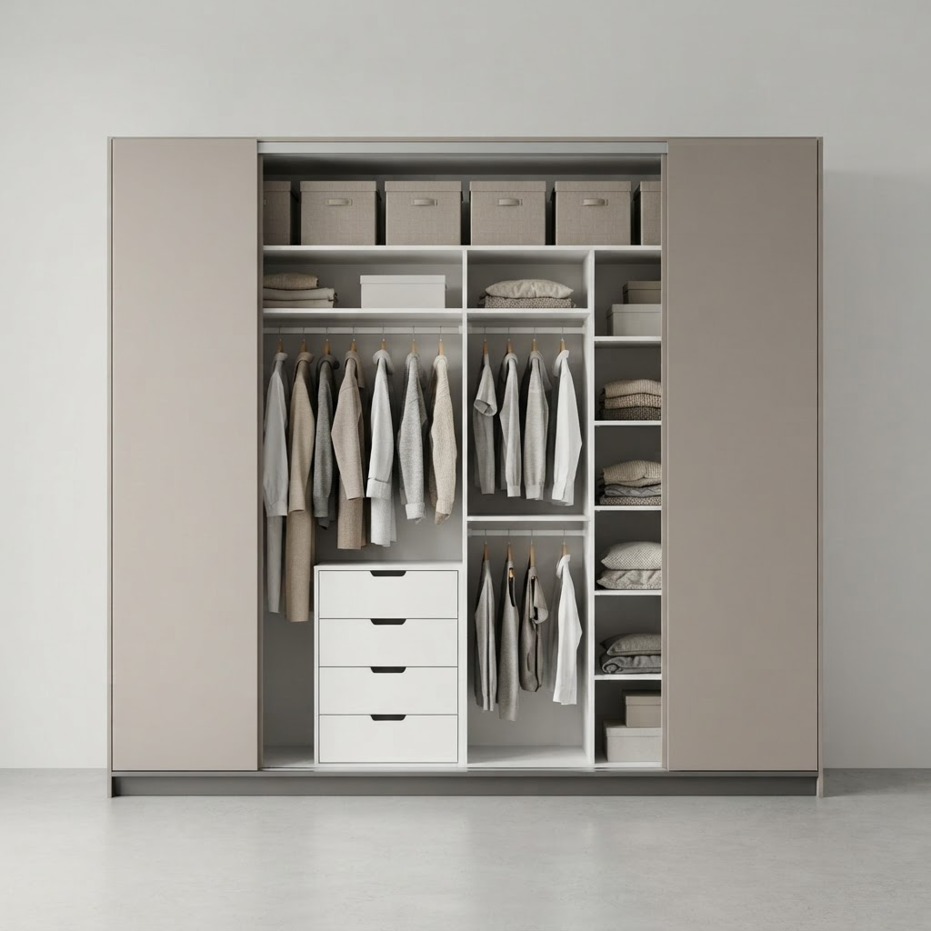 Mono Handleless Wardrobe — open view
