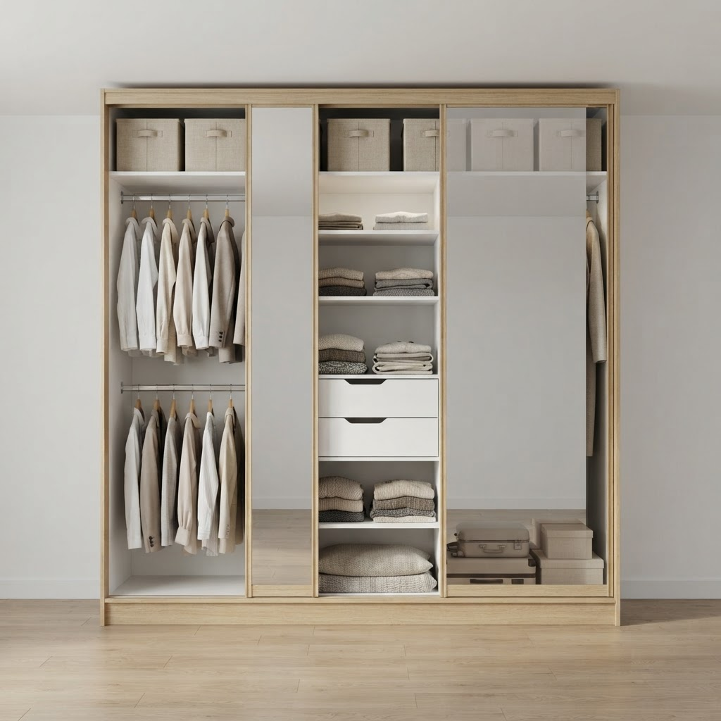 Reflect Mirror Wardrobe — open view
