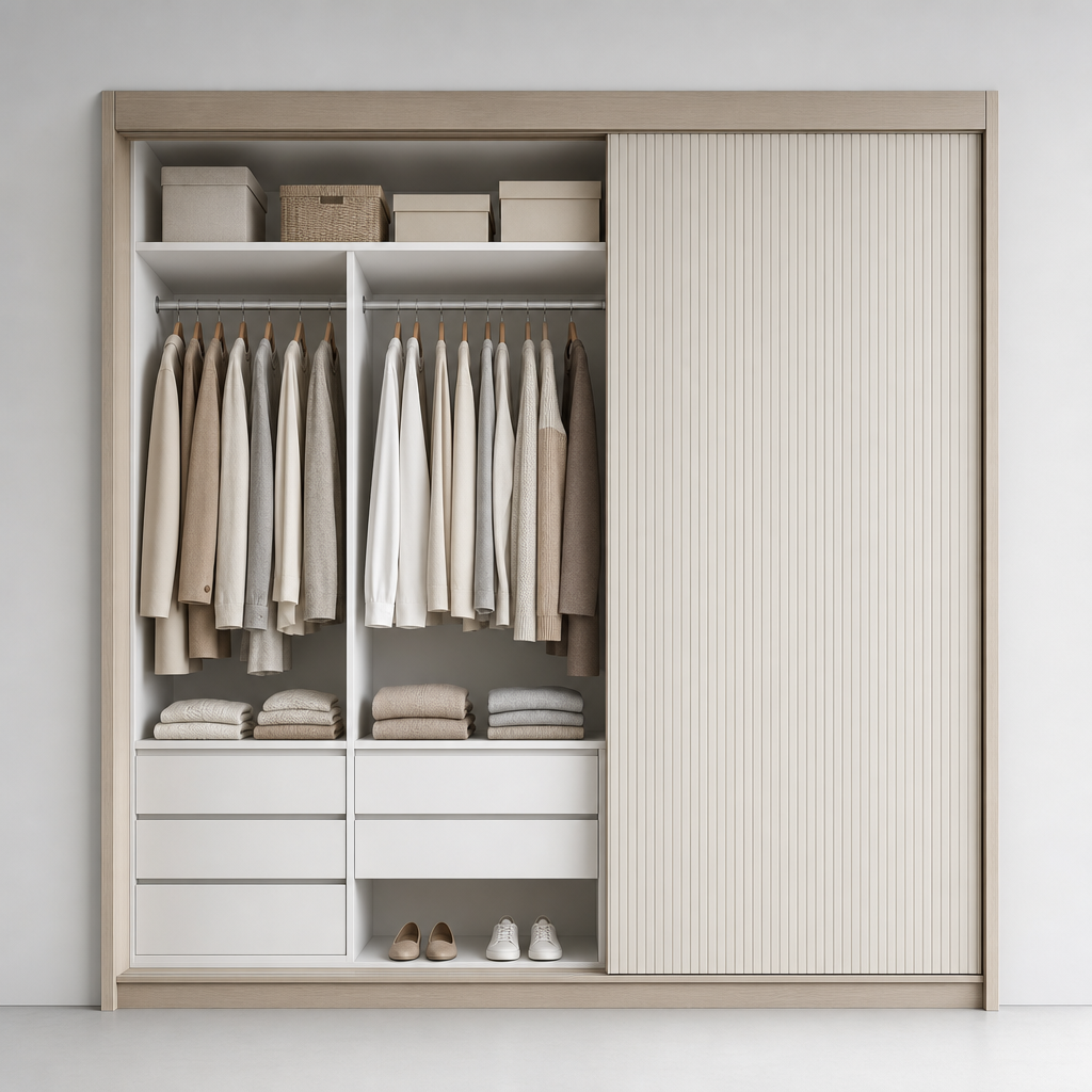 Oslo Fluted Wardrobe — open view