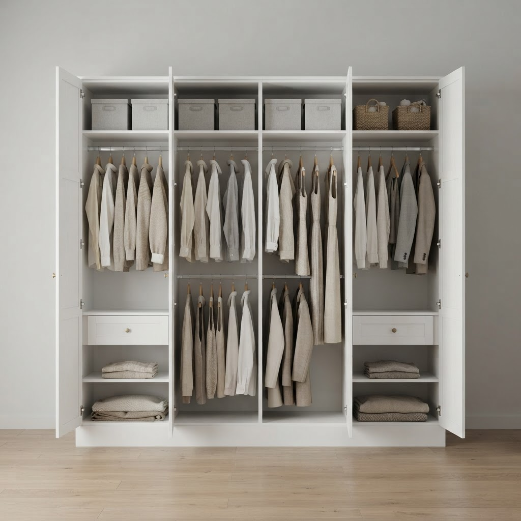 Shaker Skinny Wardrobe — open view