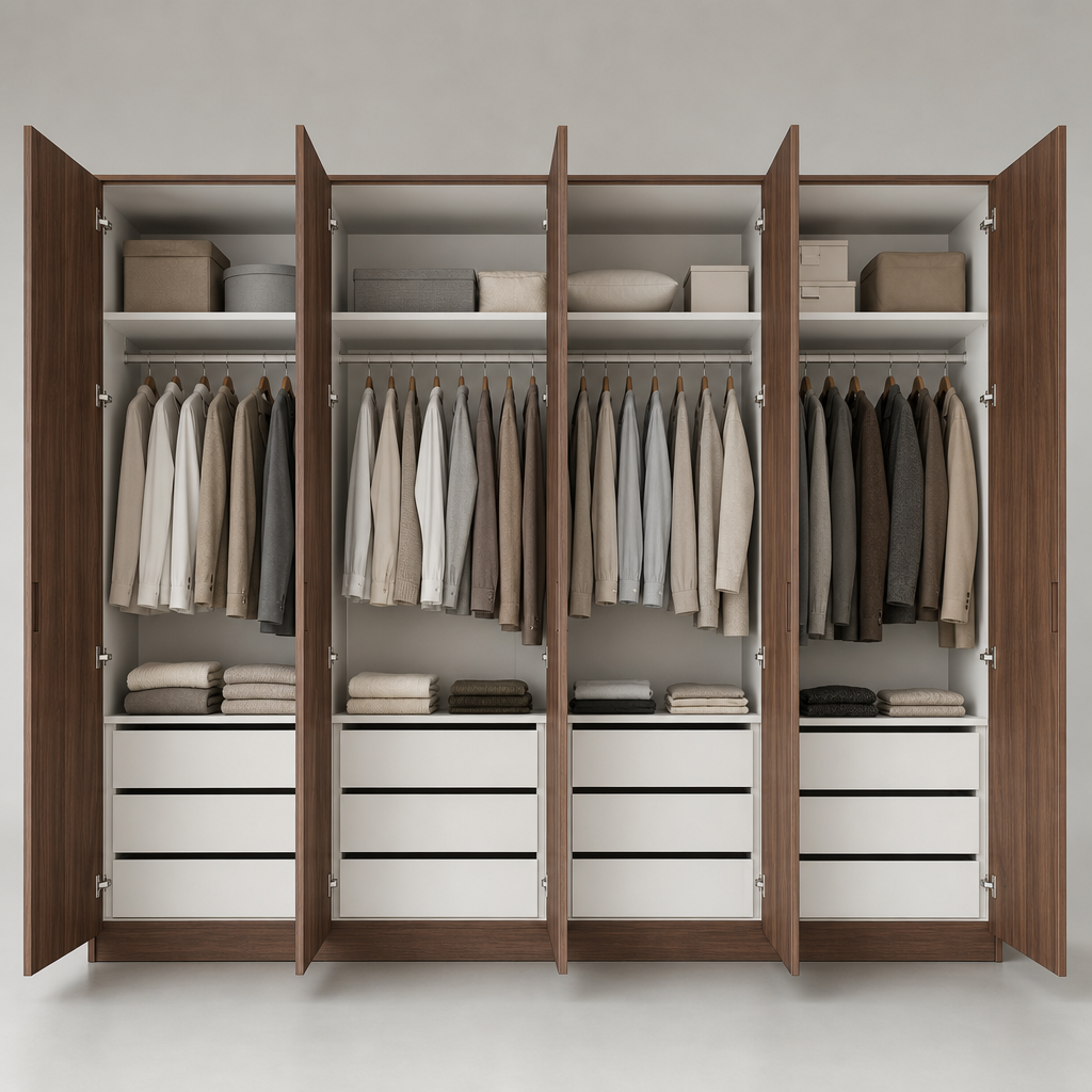 Nordic 4-Door Wardrobe — open view